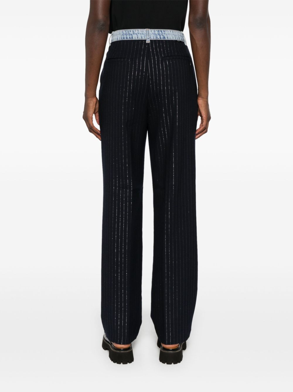 Shop Liu •jo Pinstripe Trousers In Blue