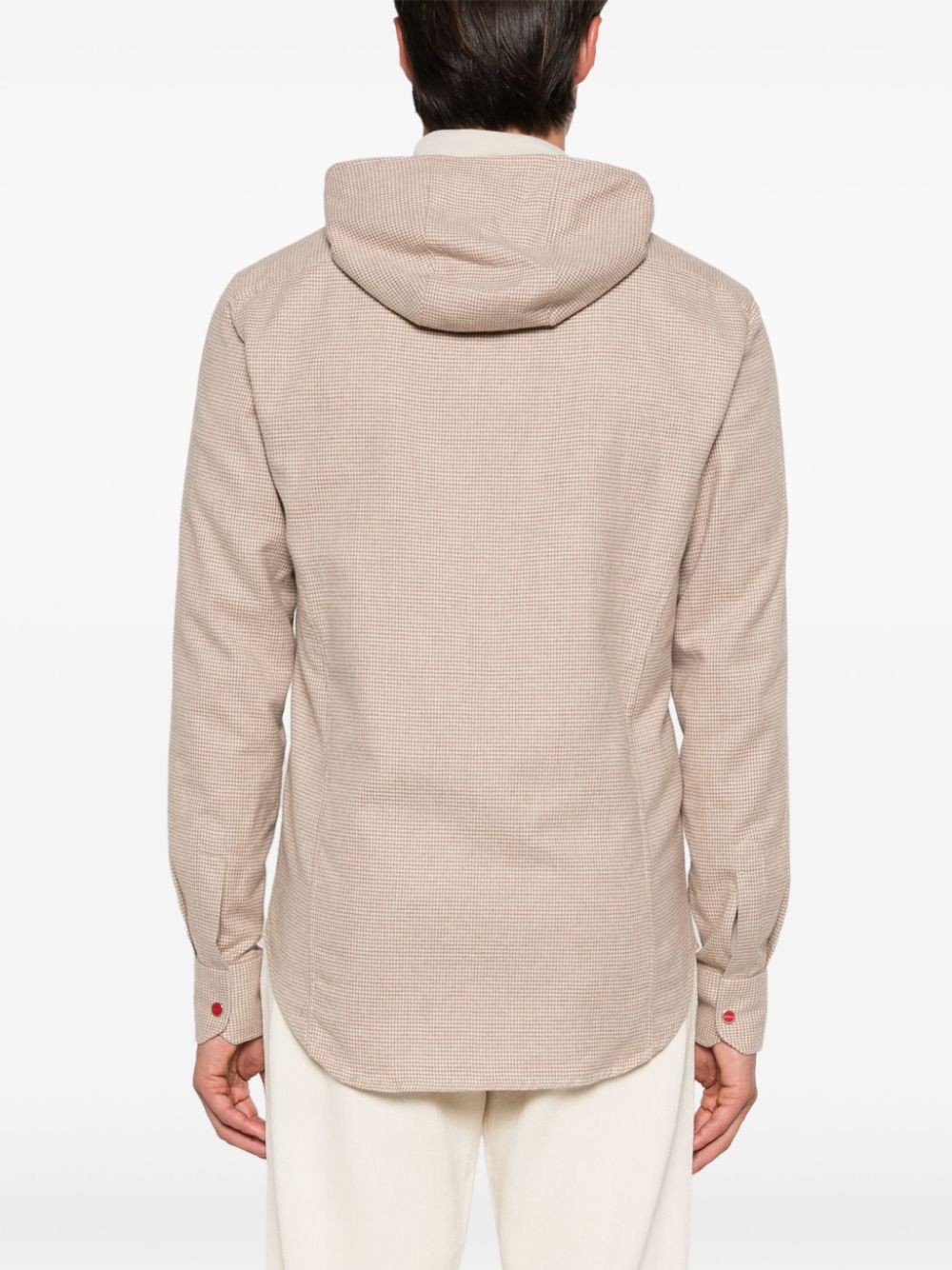 Kiton Hoodie met pied-de-poule print Beige