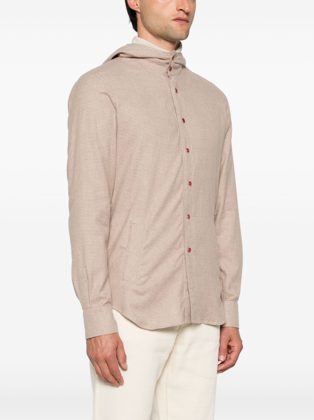 Kiton Hoodie met pied-de-poule print Beige