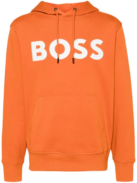 BOSS contrast-logo cotton-terry hoodie