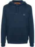 BOSS logo-patch cotton hoodie - Blue