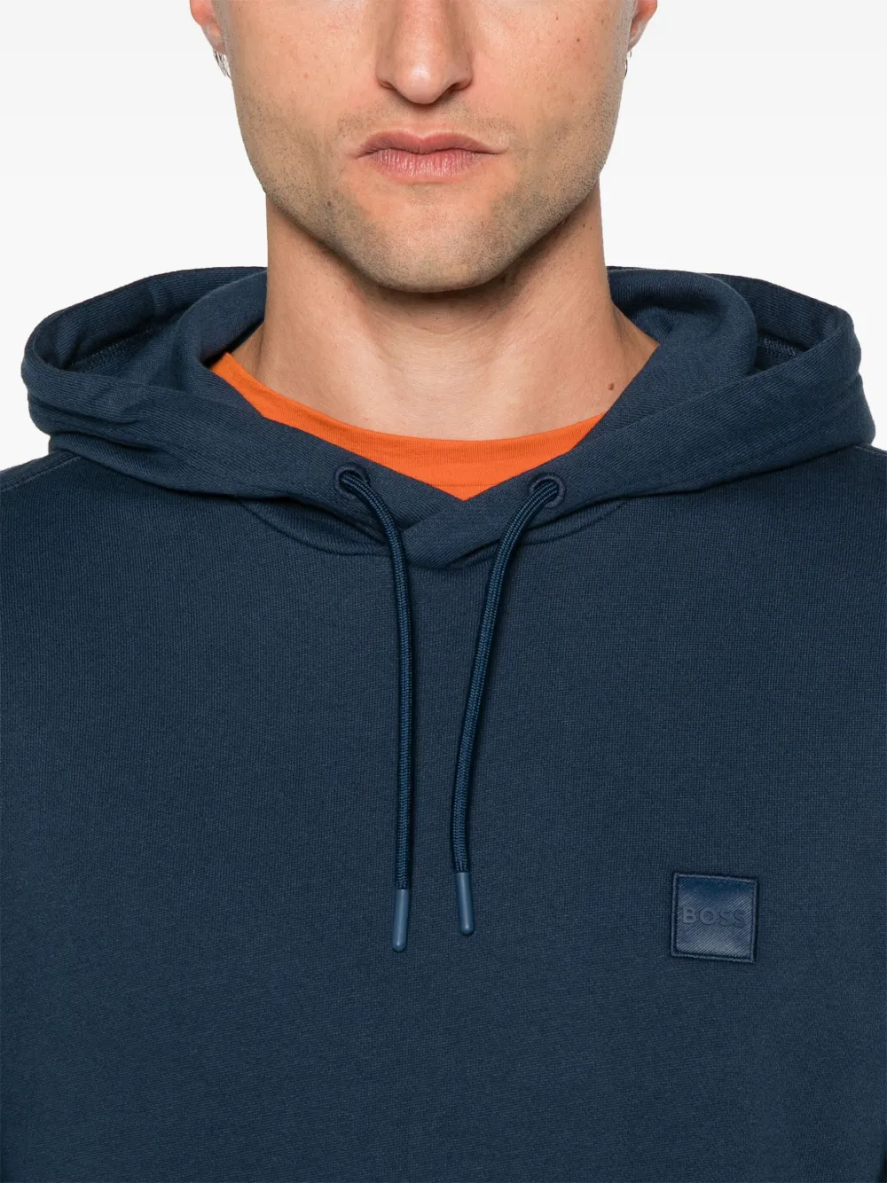 BOSS Hoodie met logopatch Blauw