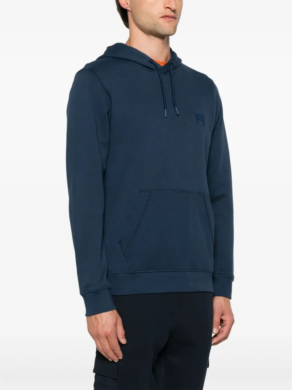 BOSS Hoodie met logopatch Blauw