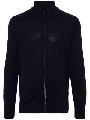 Emporio Armani grid-pattern zip-up Cardigan | Black | FARFETCH
