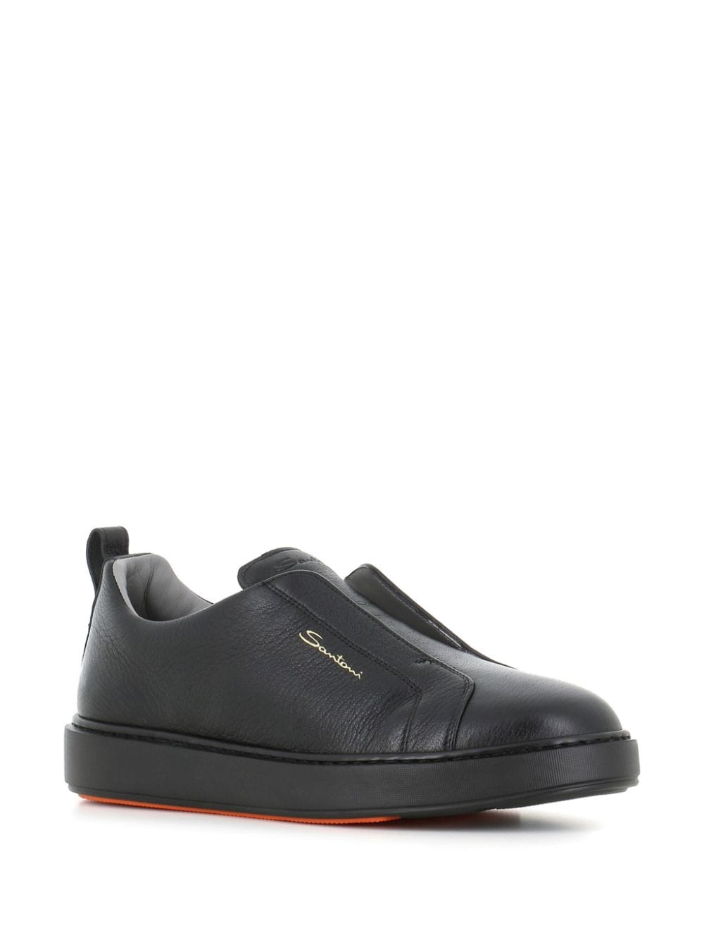 Santoni slip-on leather sneakers - Zwart