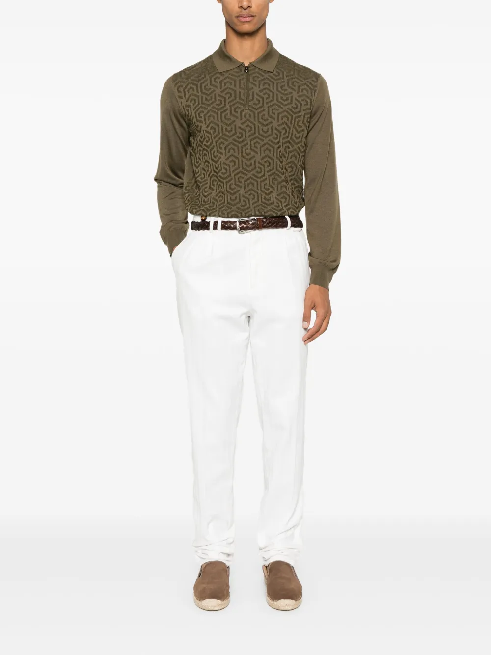 Stefano Ricci Poloshirt met jacquard-patroon - Groen