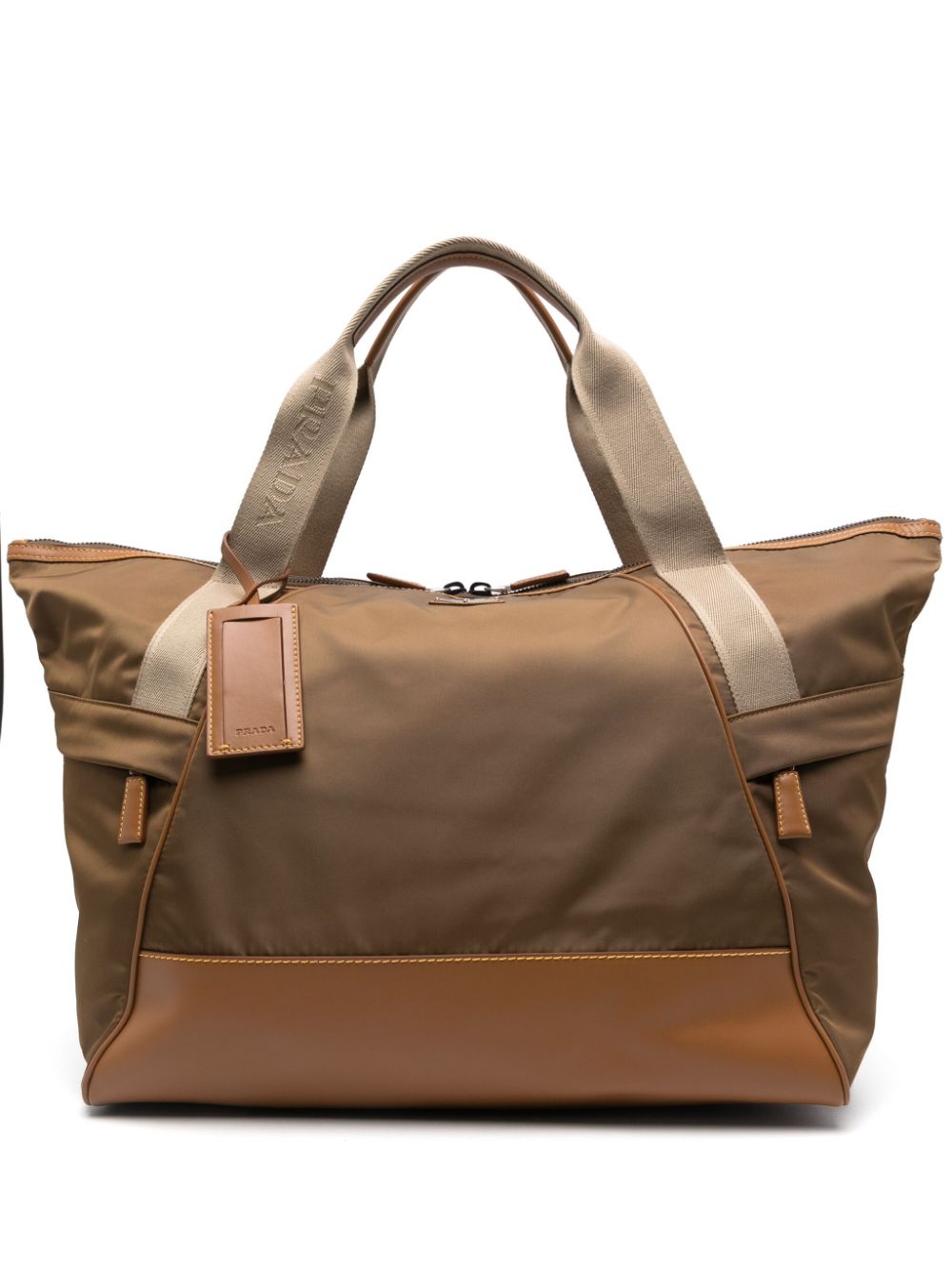 Shop Prada Triangle-logo Duffle Bag In Brown