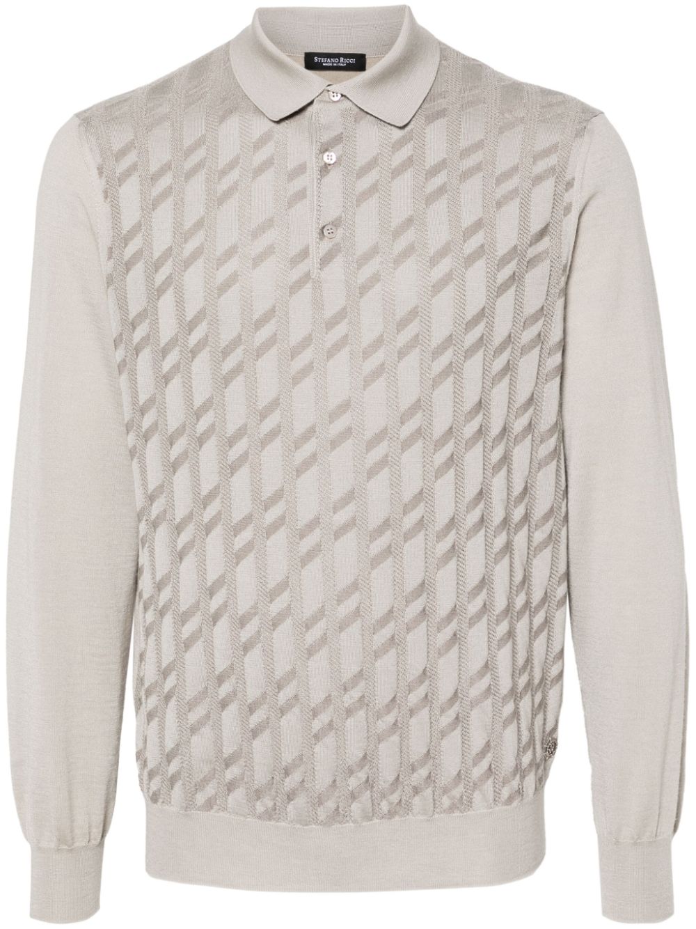 Shop Stefano Ricci Patterned-jacquard Polo Shirt In Grey