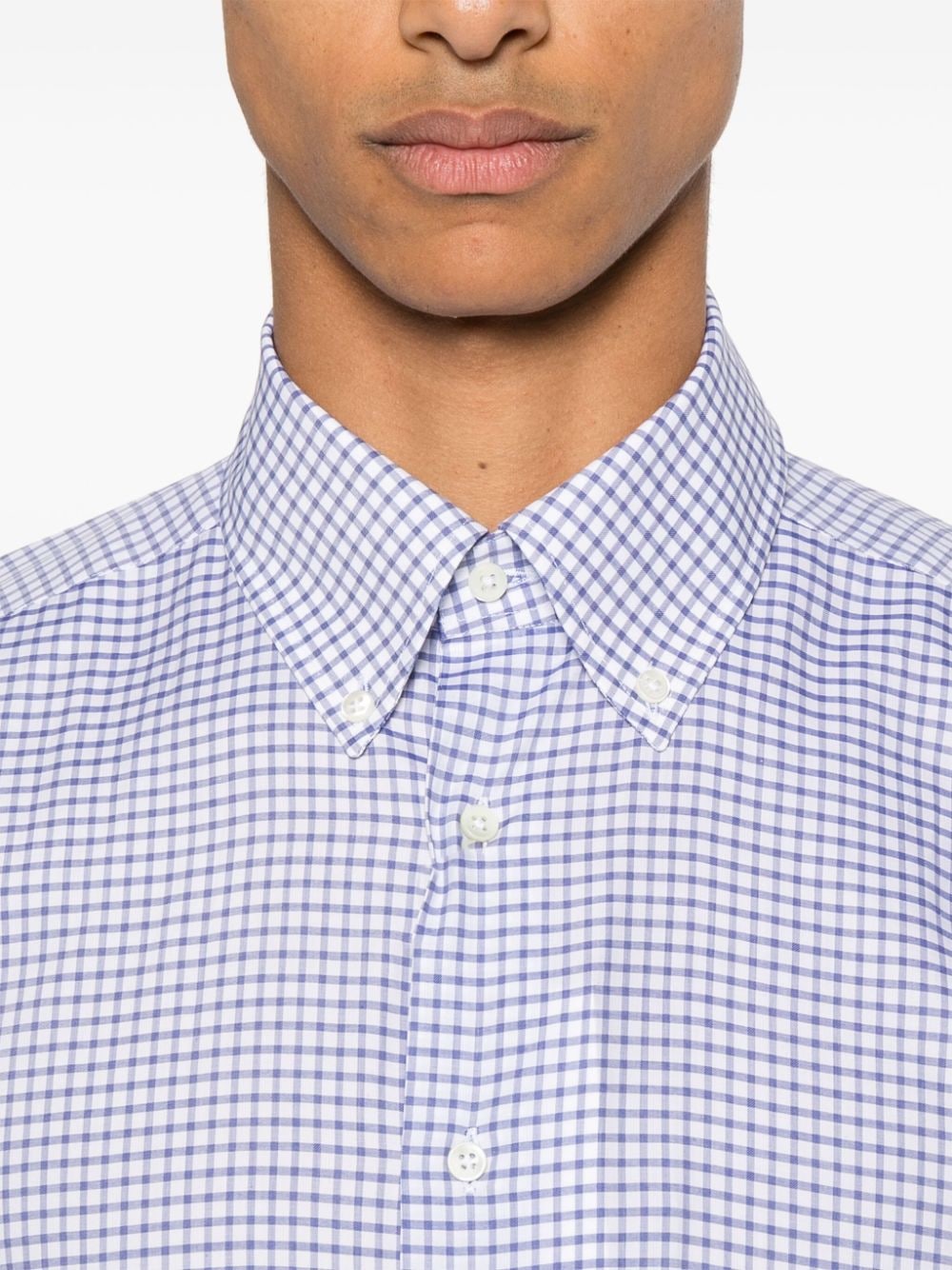 Shop Canali Gingham-check Shirt In Blue