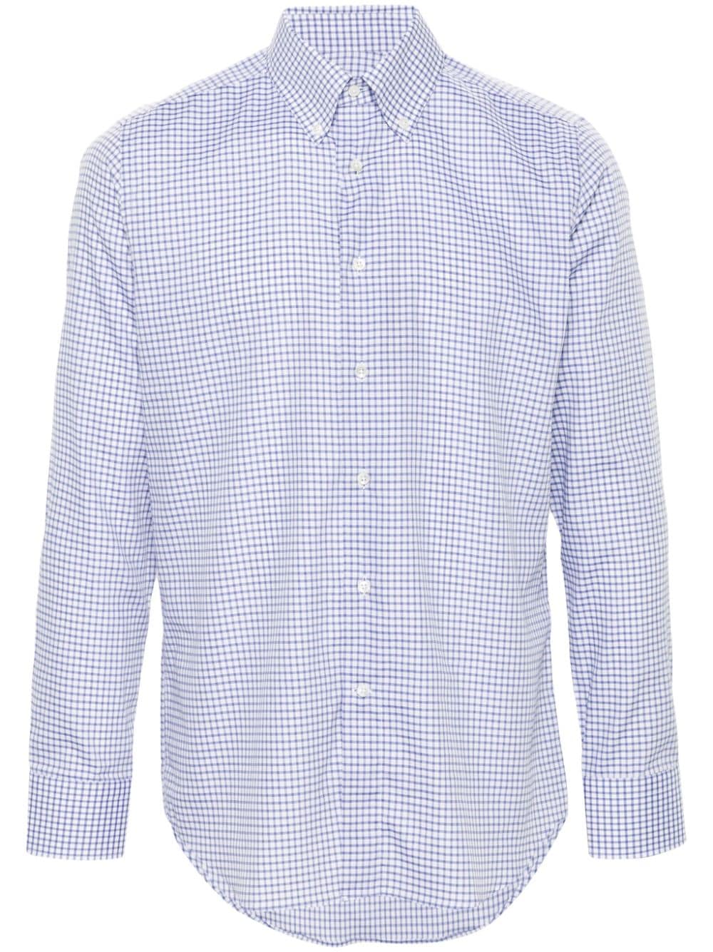 Shop Canali Gingham-check Shirt In Blue