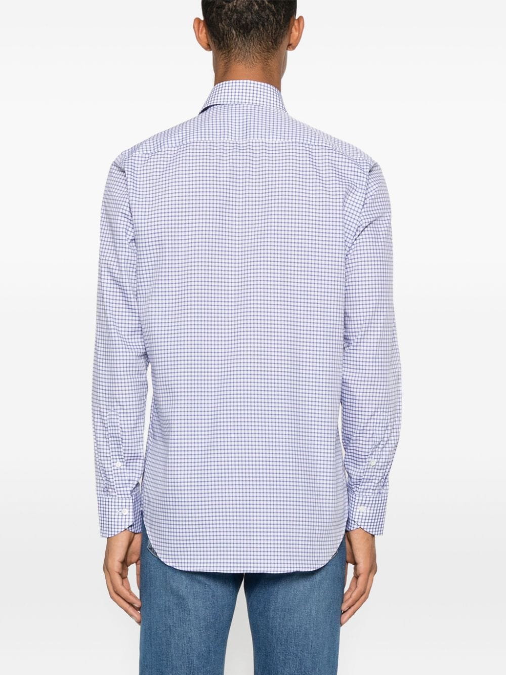 Shop Canali Gingham-check Shirt In Blue