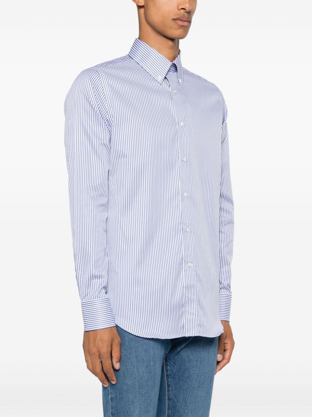 Shop Canali Striped Shirt In Blue