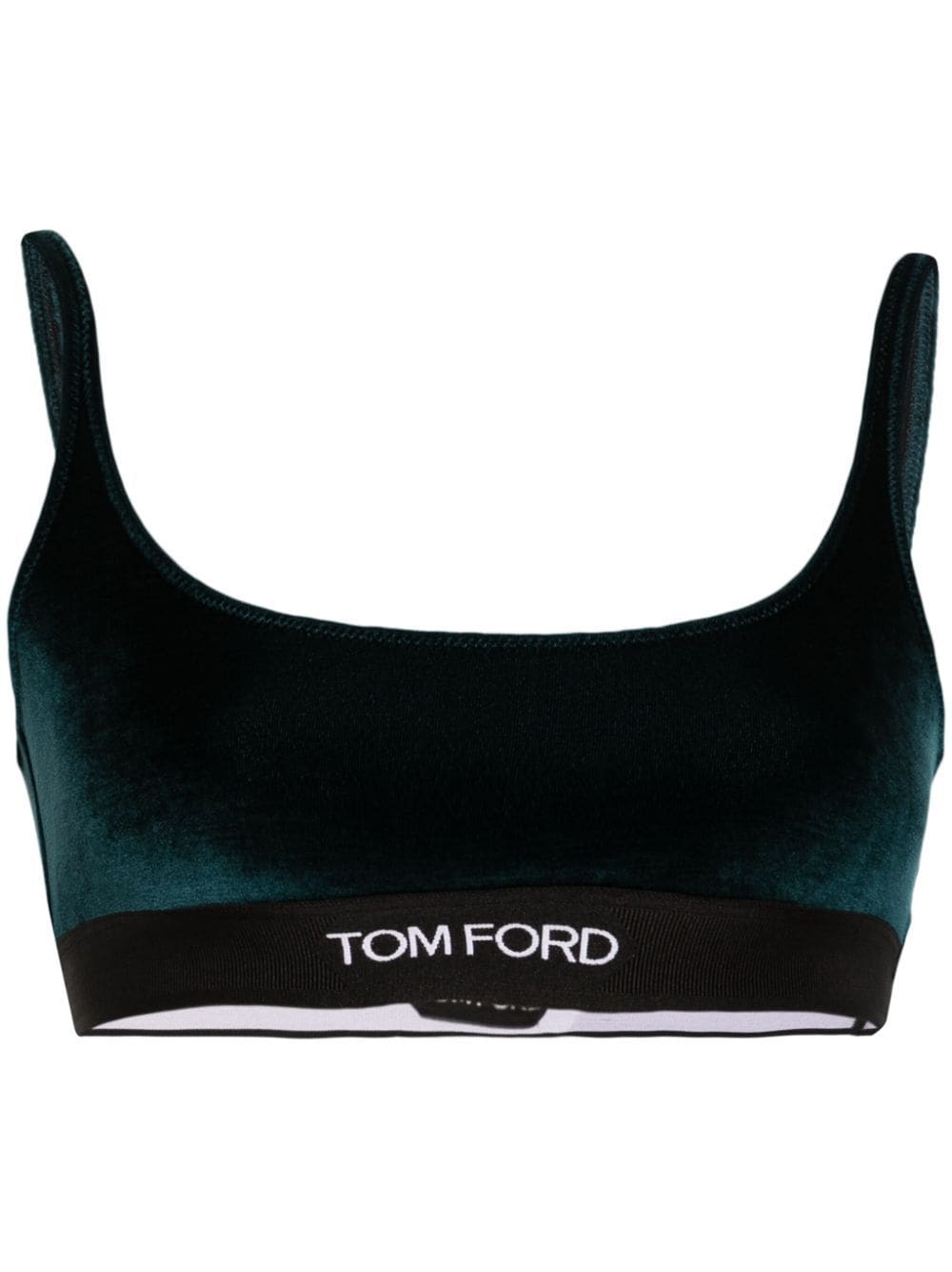 Shop Tom Ford Logo-underband Crop Top In Green