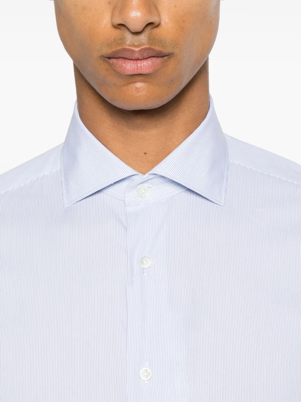Canali Gestreept overhemd Blauw