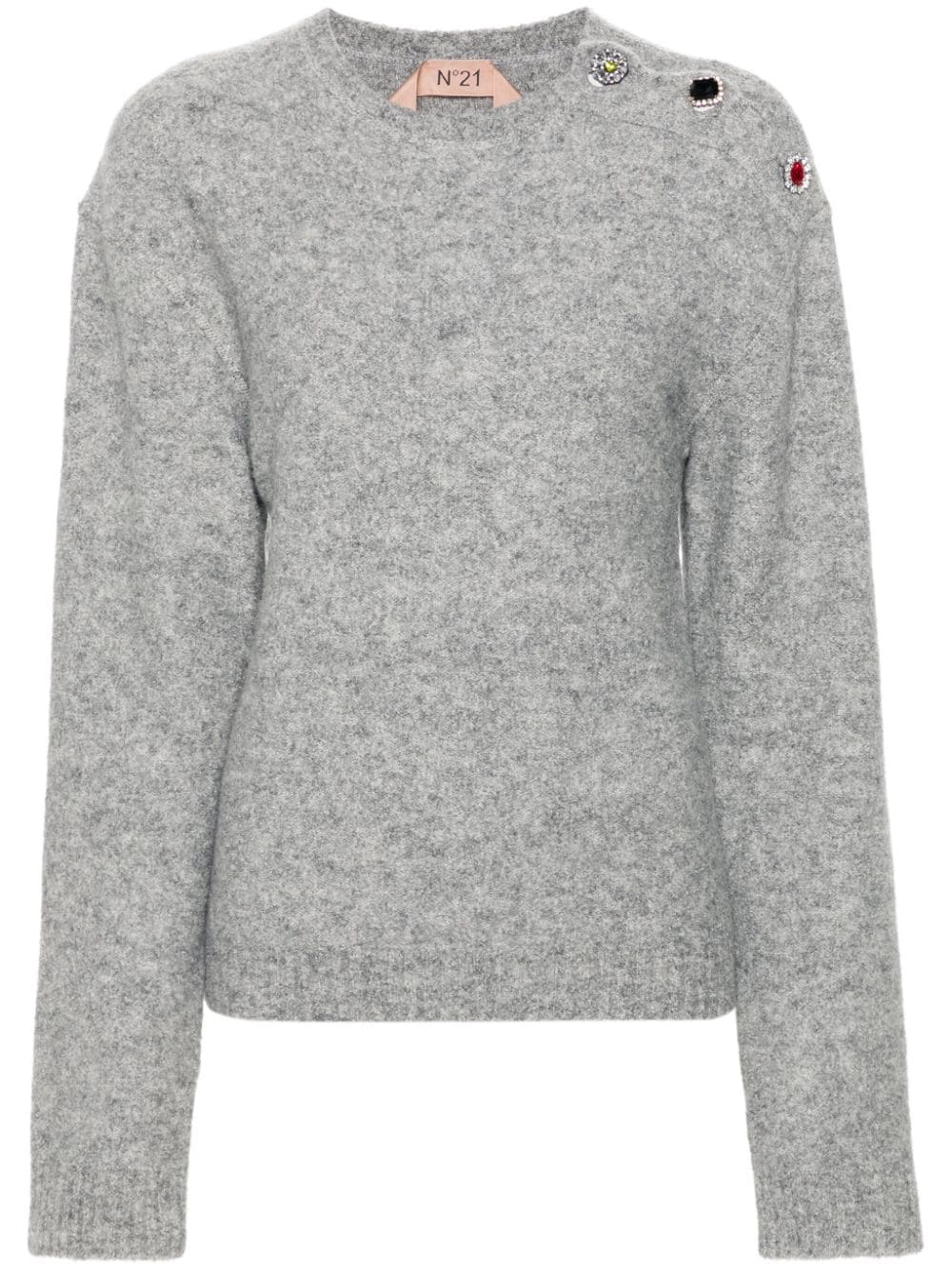 Shop N°21 Crystal-embellished Sweater In Grey