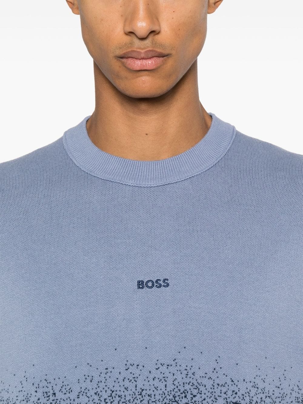 Shop Hugo Boss Gradient Jacquard Sweatshirt In Blue