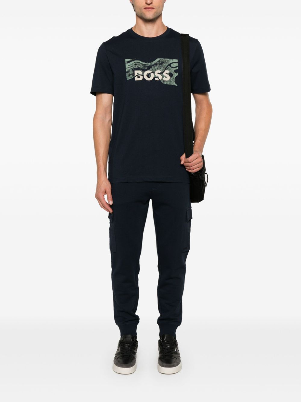 Shop Hugo Boss Cotton Cargo Track Pants In 蓝色