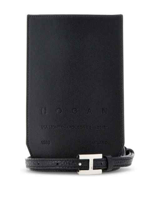 Hogan debossed-logo leather phone bag