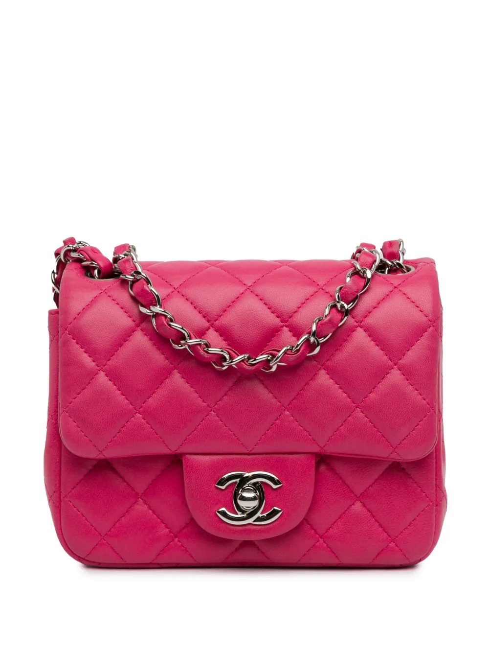 CHANEL Pre-Owned 2014 Mini Square Classic Lambskin Single Flap crossbody bag | Pink | Image 1
