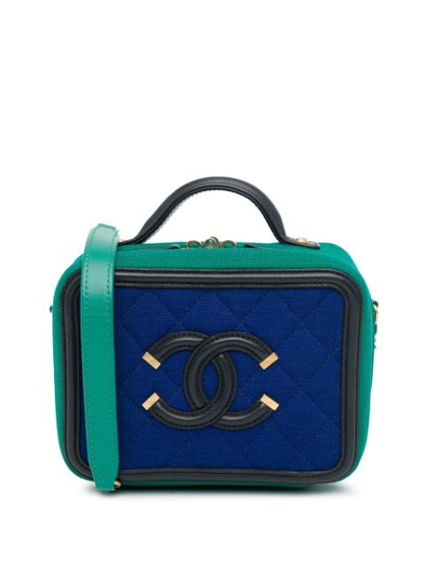 Cheap HOT SALE CHANEL 2019 Small Jersey CC Filigree Vanity Case satchel Women