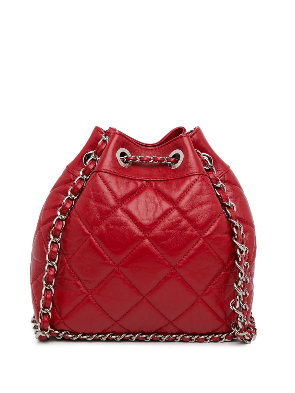 CHANEL Pre-Owned 2019 Aged Calfskin Chain Around Drawstring bucket bag - Rood