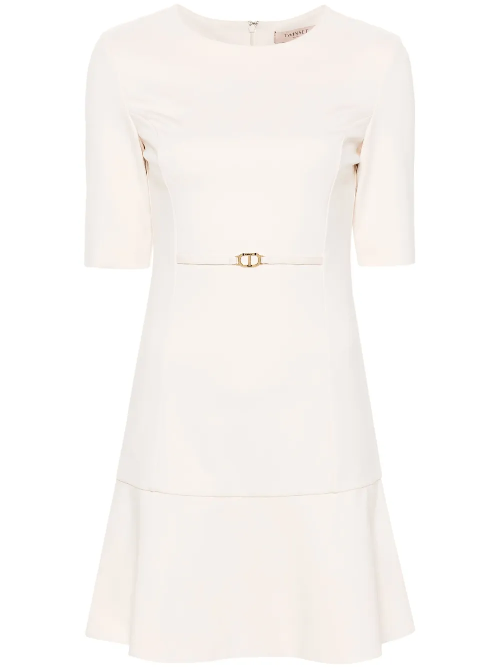TWINSET Mini-jurk met ovalen T tailleband Beige