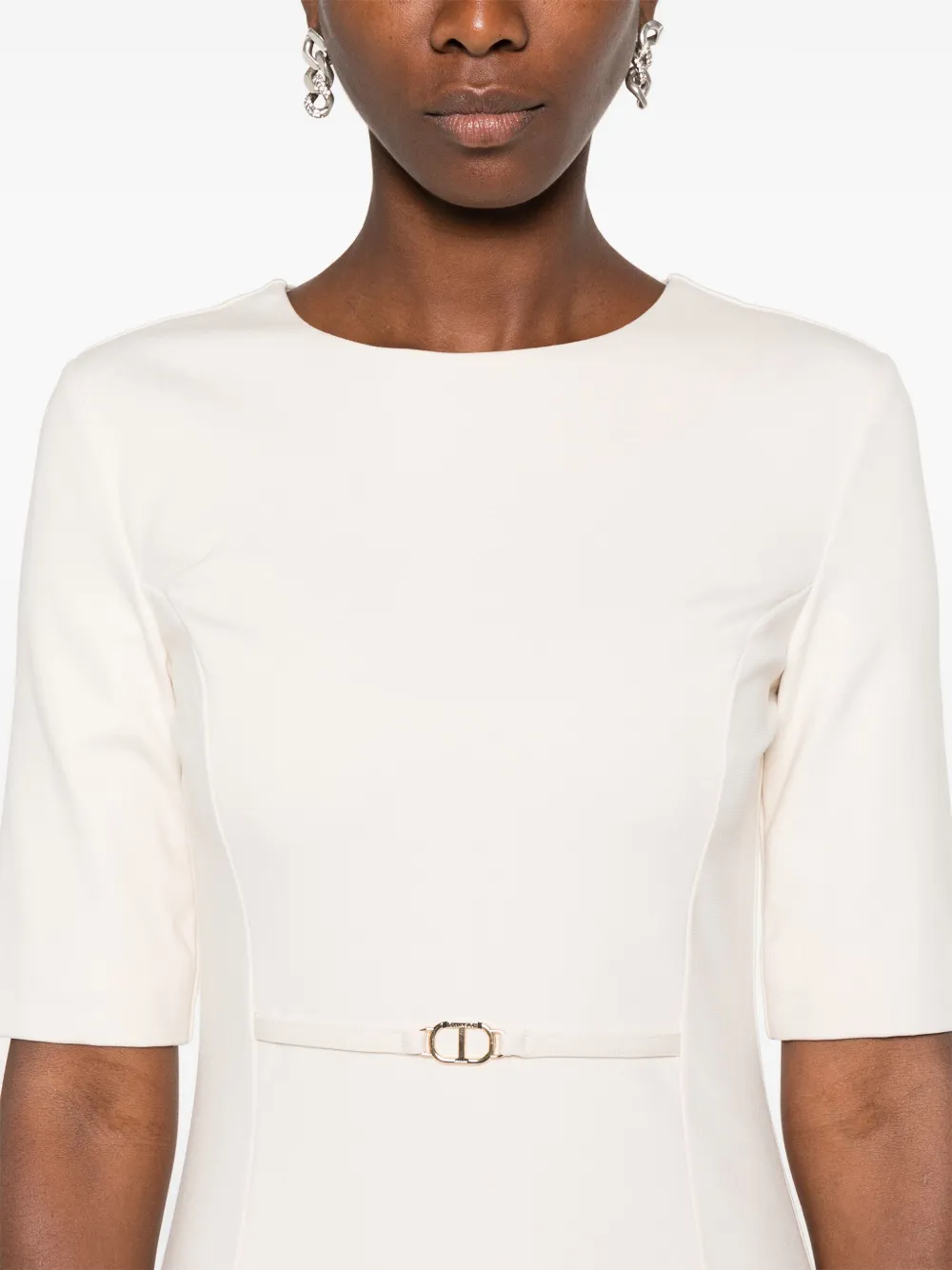 TWINSET Mini-jurk met ovalen T tailleband Beige