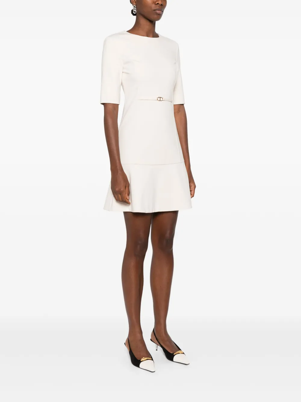TWINSET Mini-jurk met ovalen T tailleband Beige