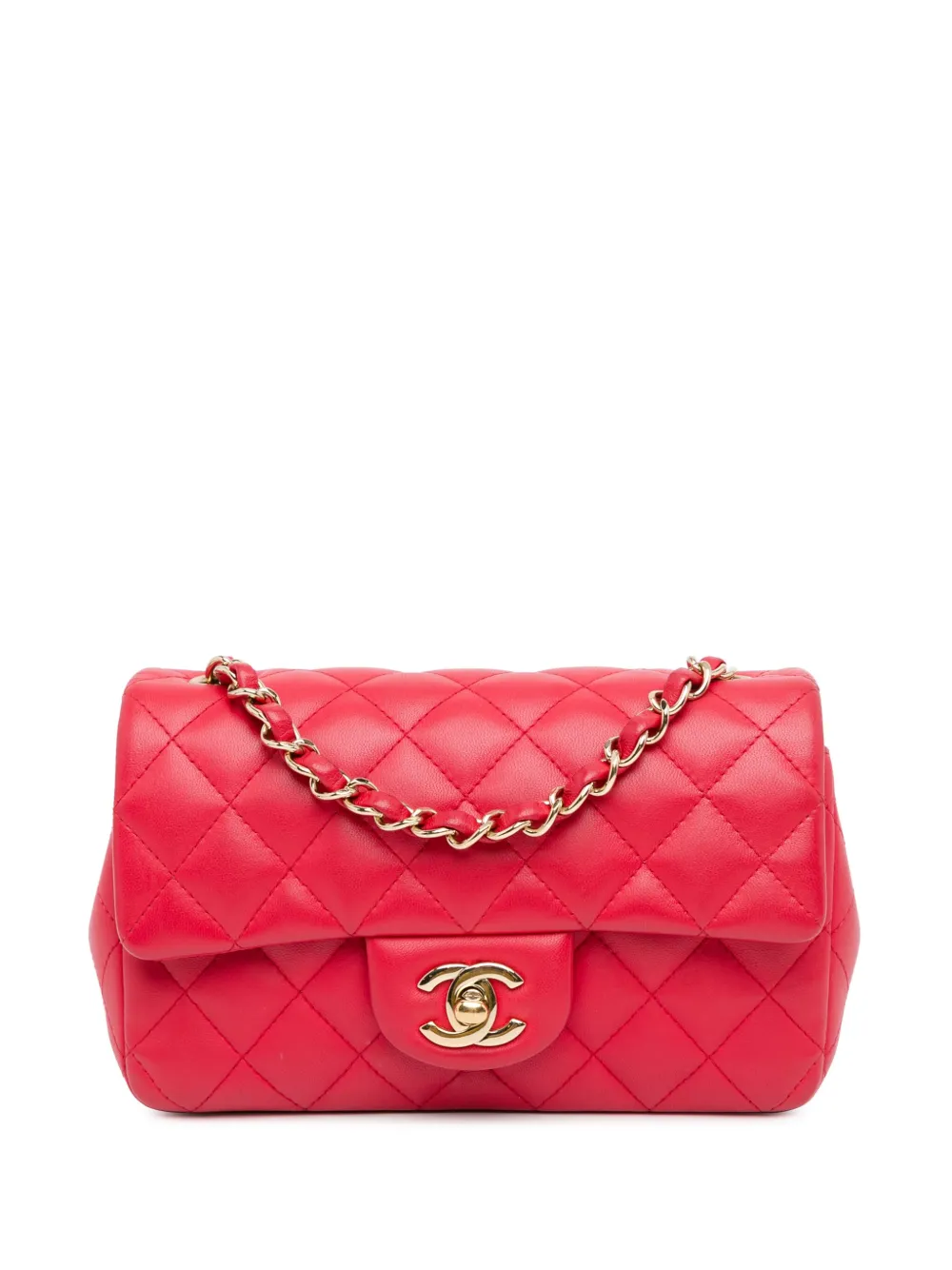 CHANEL Pre-Owned 2017-2018 Mini Rectangular Classic Lambskin Single Flap crossbody bag | Red | Image 1