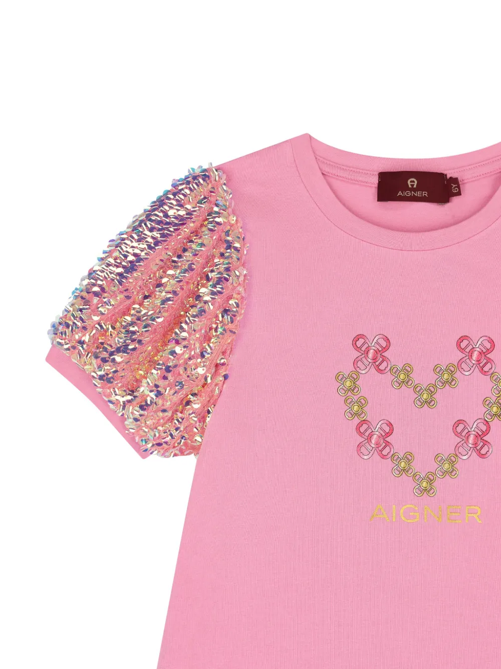Shop Aigner Sequinned-sleeve Logo-print Dress In Pink