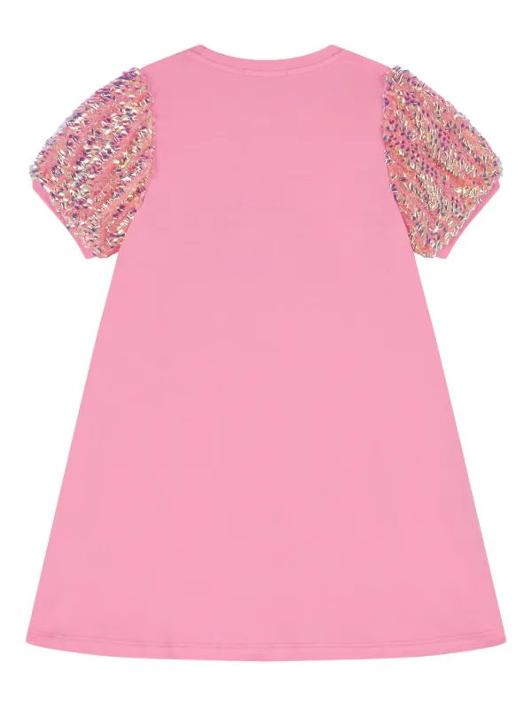 Aigner Kids sequinned-sleeve logo-print Dress Pink FARFETCH BH