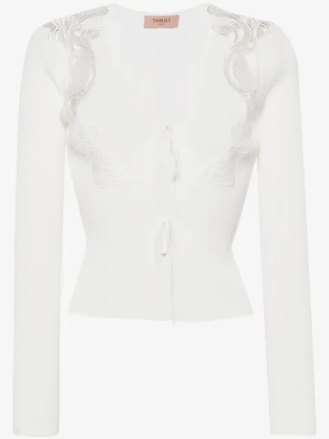 TWINSET lace laced-up cardigan