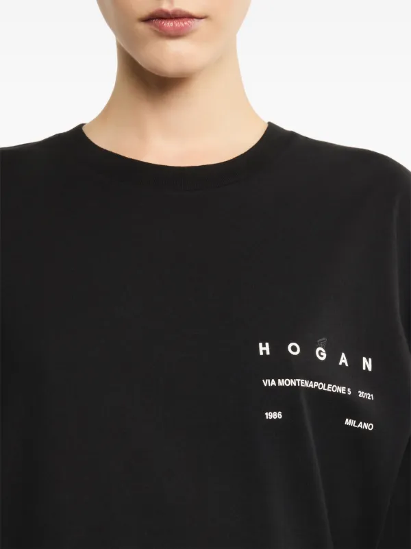 【送料&関税込】Hogan Logo T-shirt Hogan logo-print Cotton T-shirt | Black | FARFETCH