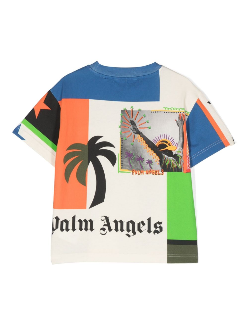 Palm Angels Kids colourblock T-shirt - Beige