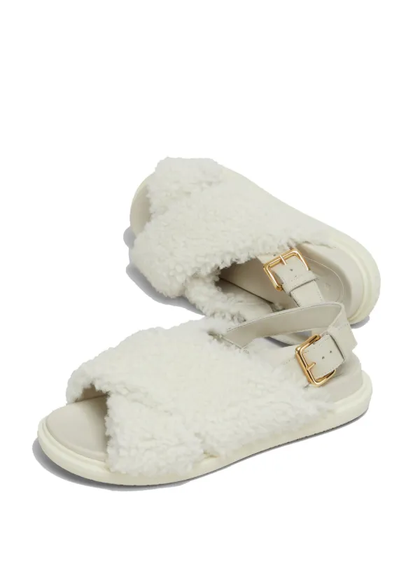 Marni Fussbett Shearling Sandals | White | FARFETCH