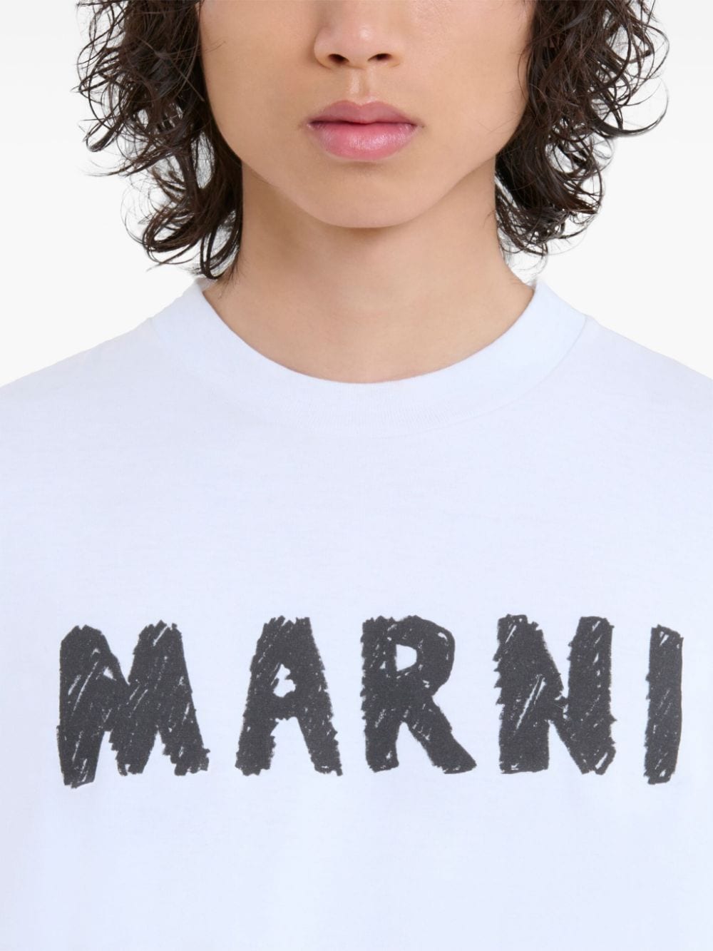 Shop Marni Logo Print T-shirt In Low01 White