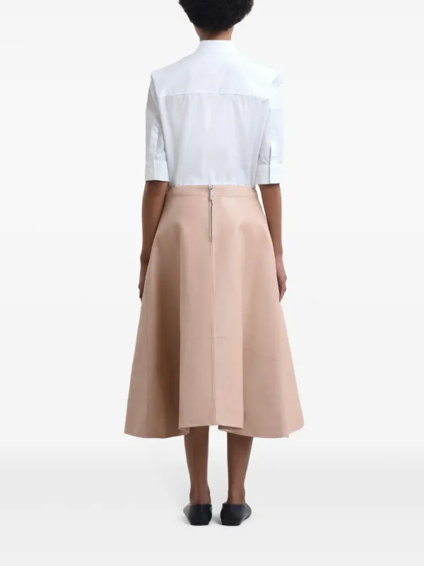 Marni A-Line Leather Midi Skirt | Pink | FARFETCH UK
