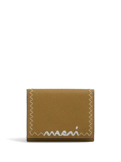 Marni logo-embroidered leather wallet