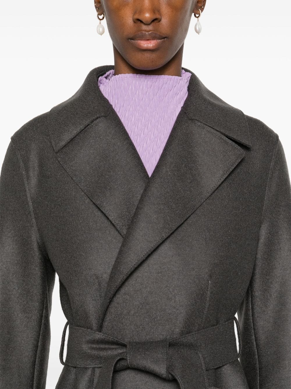 Shop Harris Wharf London Virgin-wool Coat In Grey