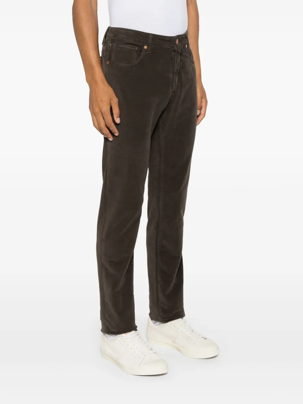 Incotex Ribfluwelen broek Bruin