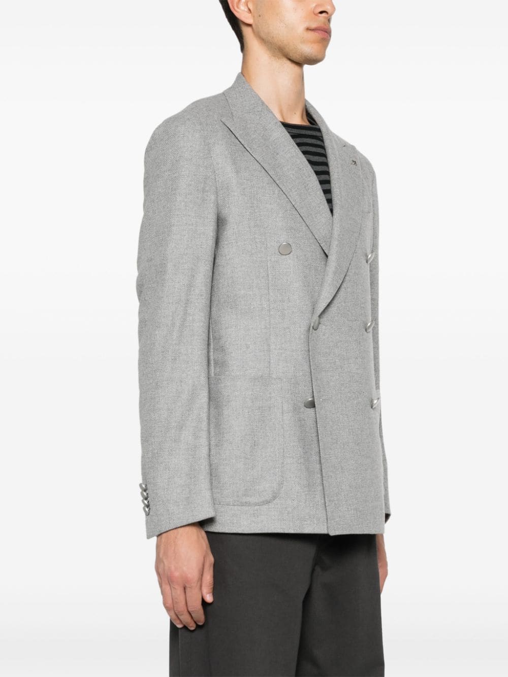 Shop Tagliatore Brooch-detail Blazer In Grey