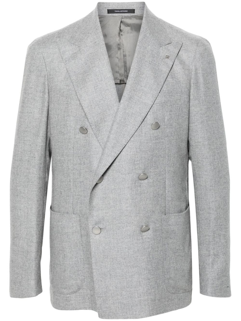 Shop Tagliatore Brooch-detail Blazer In Grey