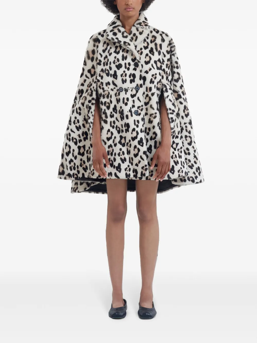 Marni Wollen cape met luipaardprint Wit