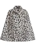 Marni leopard-print wool cape - White