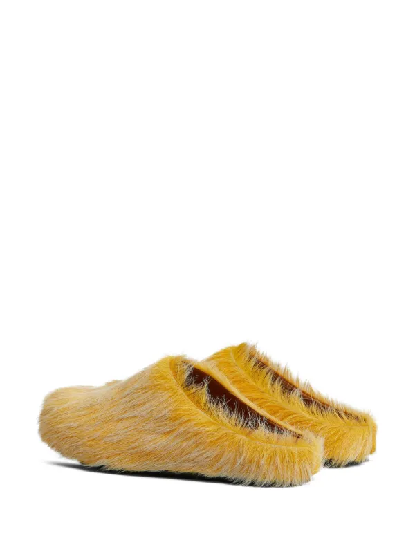 サンダル MARNI FW25 'Fussbett' mules (SBMR000600P4122 00C57) Black long haircalfskin Fussbett sabot | Marni