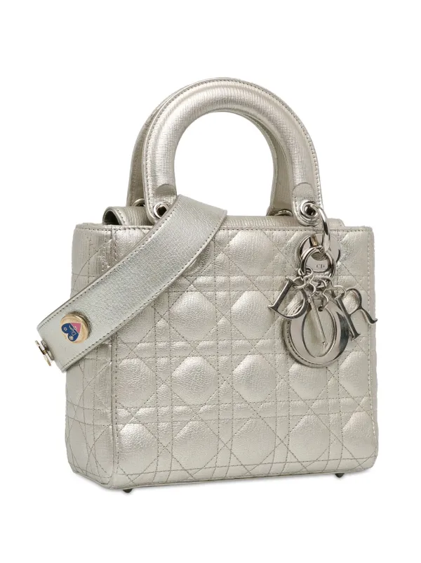 美品・ヴィンテージ【Dior】2015 カナージュ サッチェルバッグ Christian Dior Pre-Owned 2015 ミニ トリコロール ラムスキン