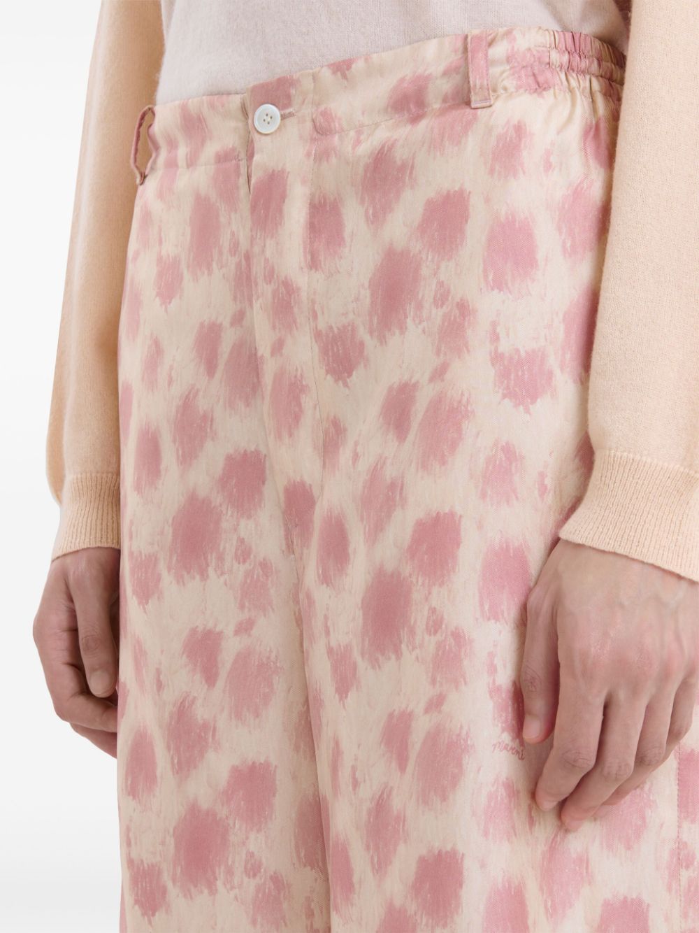 Shop Marni Silk Wide-leg Trousers In Pink