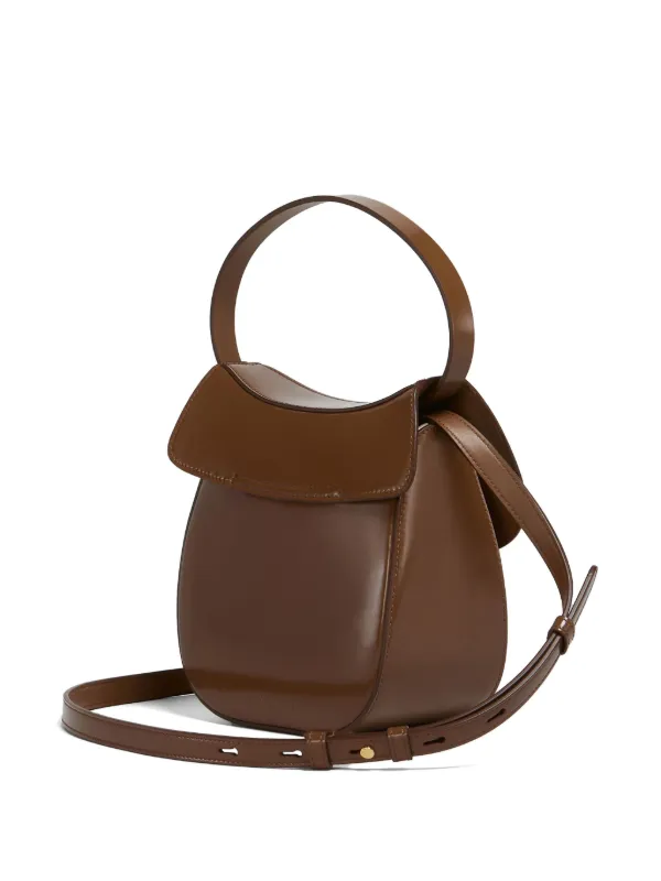【MARNI】ブラウン レザー製 Butterfly スモール ハンドバッグ 蝶のように優美*Marni*レザー製 Butterfly スモールハンドバッグ