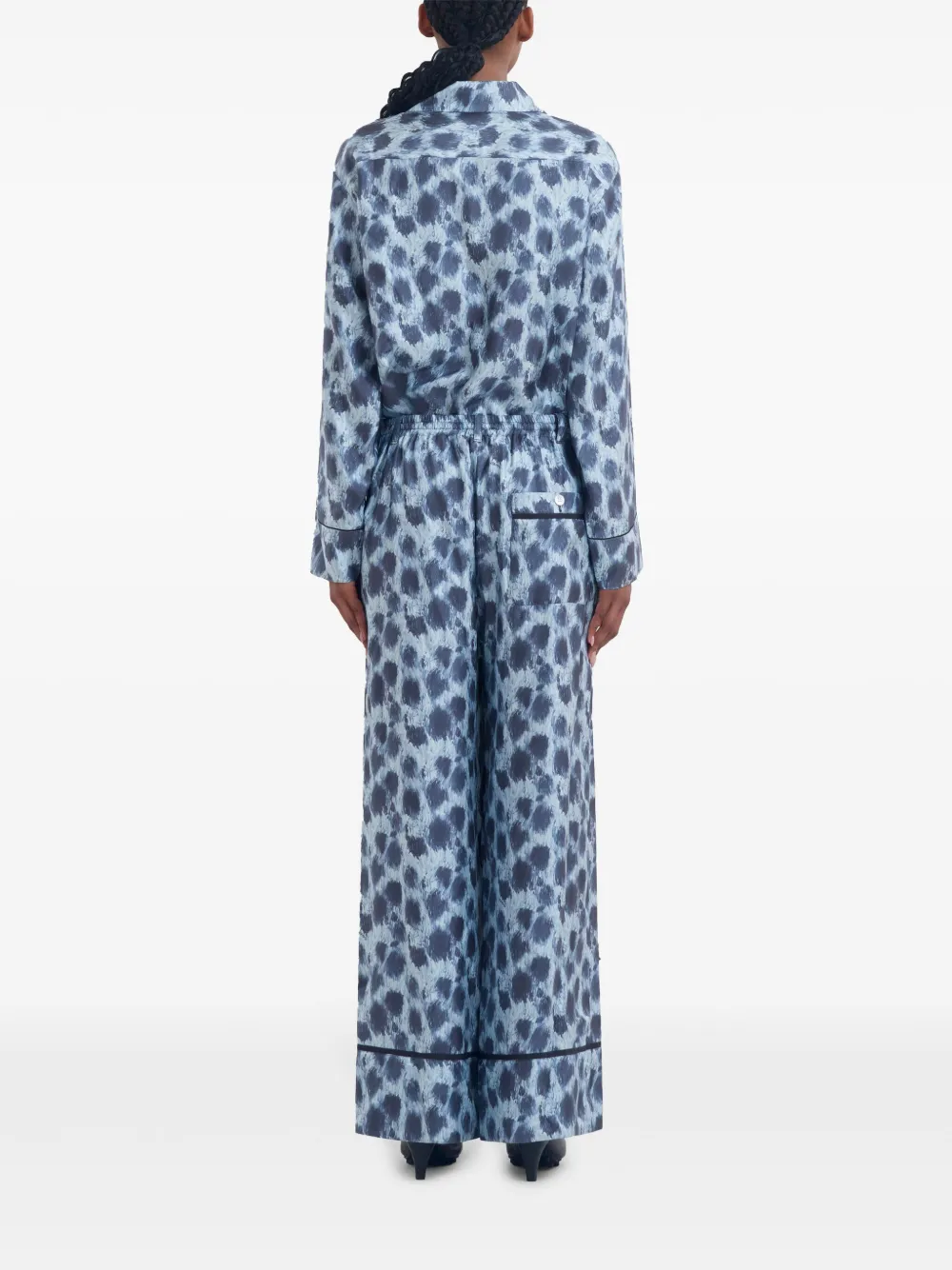 Marni Zijden broek met wijde pijpen Blauw