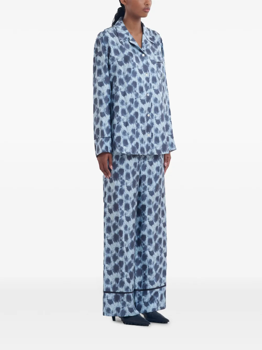 Marni Zijden broek met wijde pijpen Blauw
